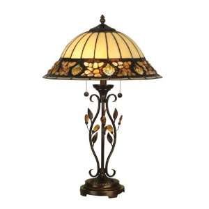   Table Lamp, Antique Golden Sand and Art Glass Shade