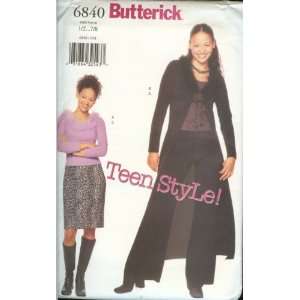  Butterick Teen Style Juniors Duster, Top Skirt and Pants 