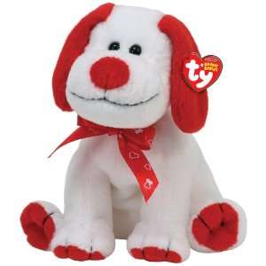  TY Beanie Baby Heartbeat   White Sitting Dog with Ribbon 