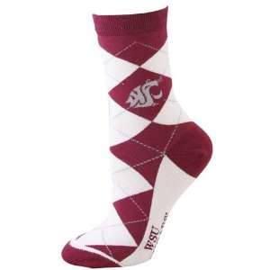  Washington State Cougars Ladies White Crimson Argyle Socks 