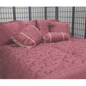  7PC Burgundy Tone on Tone Jacquard Queen Bed in a Bag 