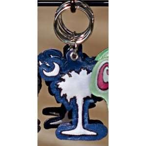  Eat More Tees Blue and White Palmetto Tree Keychain 