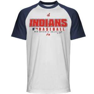  Majestic Cleveland Indians White Practice Raglan T shirt 
