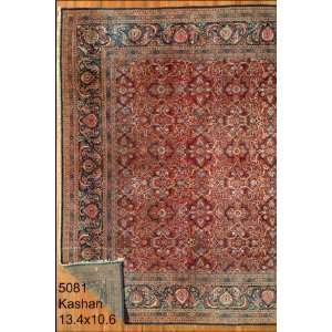  10x13 Hand Knotted Kashan Persian Rug   106x134