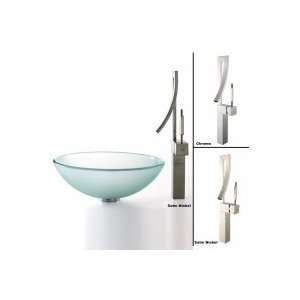 Kraus Kraus Frosted Glass Vessel Sink and Millennium Faucet C GV 101FR 