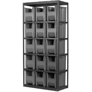   with 6 Shelves and 16 13014 Stak N Store Bins, Grey