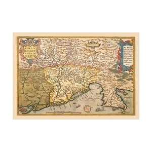  Map of Southern Europe 12x18 Giclee on canvas