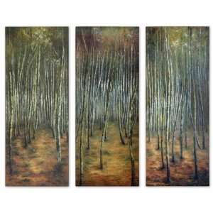   50980 Birch Tree Panels   Set of Three, Hand Painted