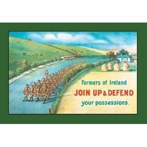  Vintage Art Farmers of Ireland, Join Up and Defend Your 