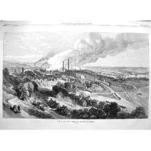  1870 View Creuzot Colliery Ironworks Burgundy France