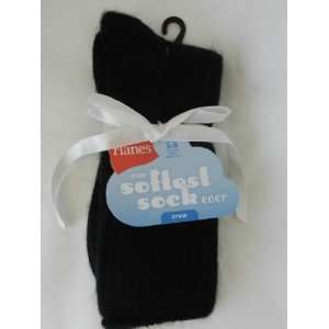  Hanes Our Softest Sock Ever, Size 5 9, 1 Pair, Black (2 
