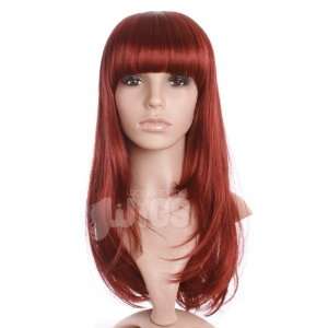  Stunning Long Dark Red Layered Straight Ladies Wig 