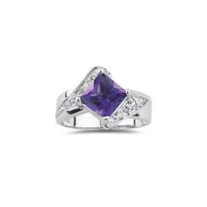  0.07 Cts Diamond & 1.41 Cts Amethyst Ring in 10K White 