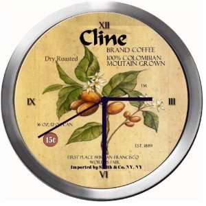  CLINE 14 Inch Coffee Metal Clock Quartz Movement Kitchen 