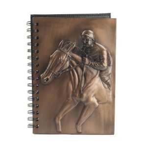   Gifts Bronzed Sculpture Horse And Jockey Notebook New