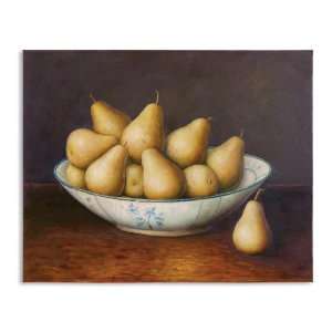 Uttermost 30 Inch Pears In Bowl Still Life Frameless Hand Painted Oil 