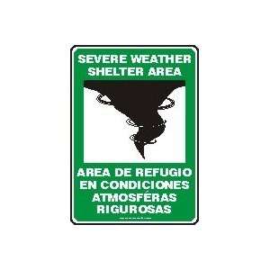  SEVERE WEATHER SHELTER AREA (W/GRAPHIC) (BILINGUAL) Sign 
