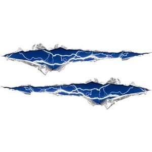  Ripped / Torn Metal Look Decals Lightning Blue   10 h x 