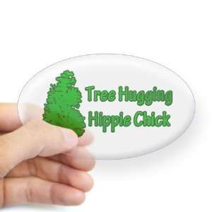  Tree Hugging Hippie Chick Nature Oval Sticker by  