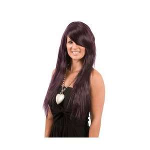  Avril Lavigne Style Long Crimped Wig  Purple/Plum Wavy 