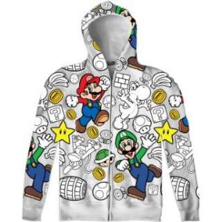  Nintendo Mario Star Power Mens Zip Hooded Sweatshirt 