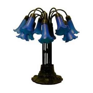  12 Way Lily Blue / Bronze Table Lamp