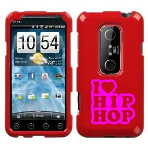 HTC EVO 3D PINK I LOVE HIP HOP ON A RED HARD CASE COVER 