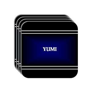 Personal Name Gift   YUMI Set of 4 Mini Mousepad Coasters (black 