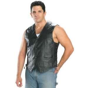  Leather Mens Side Lace Vests Sz M