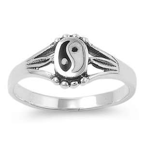  Sterling Silver Yin Yang Ring, Size 5 Jewelry