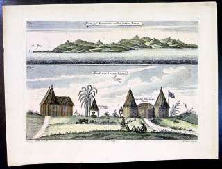 1727 Parr Antique Print of Mountains, Huts Sierra Leone  