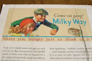 1920s MILKY WAY Candy Bar HUGE SIGN Mars, Incorperated 1930s Vintage 