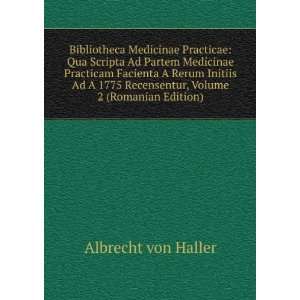   Recensentur, Volume 2 (Romanian Edition) Albrecht von Haller Books