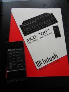 Vintage McIntosh AUDIOPHILE MCD 7007 CD Player Compact Disc Remote 