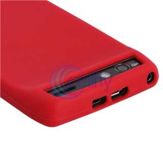 Red Silicone Soft Case+Privacy Screen Protector Cover For Motorola 