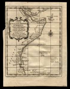 1740 Bellin Map East Africa Kenya Somalia Canary Island  
