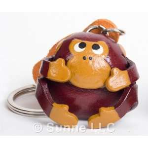  Monkey 3d Leather Animal Key Chain (Khmk 01002 brn org) Cute Monkey 