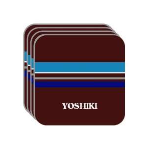 Personal Name Gift   YOSHIKI Set of 4 Mini Mousepad Coasters (blue 