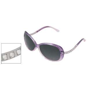  Allegra K Clear Purple Plastic Frame Bent Arms Sunglasses 
