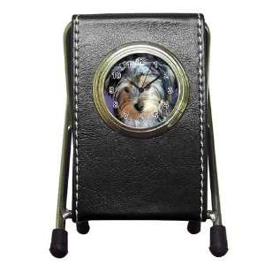  Yorkshire Terrier Puppy Dog 3 Pen Holder Desk Clock X0654 