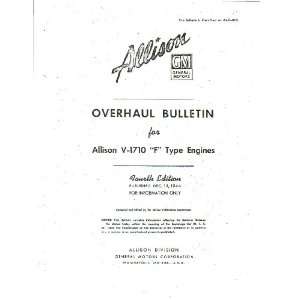   1710 F Aircraft Engine Overhaul Bulletin Manual Allison V 1710 Books