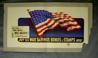 Affordable Original WWII Poster 1942 FDR Quote US Flag Buy War Savings 