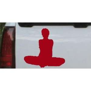 Yoga Pose Silhouettes Car Window Wall Laptop Decal Sticker    Red 20in 