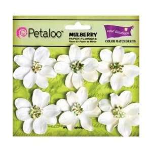  Petaloo Darice Camelia Mulberry Paper Flowers 6/Pkg White 