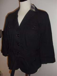 NWT Ann Taylor Loft BLACK sailcloth safari jacket XL 16  