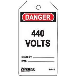   Danger   440 Volts Tag, Plastic, 5 3/4 Height, 3 Width (Pack of 6