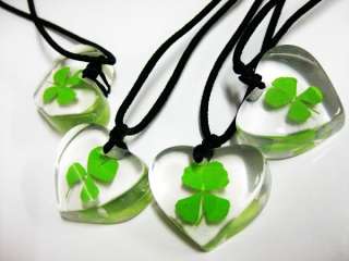 12pcs Real Four Leaf Clover lucky Style lovely Pendant&Necklace  