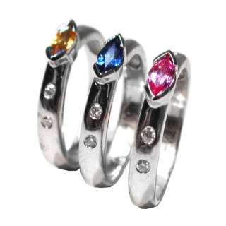 50 Ct Marquise Sapphire And Diamond Ring Semi Bezel Set 14k White 