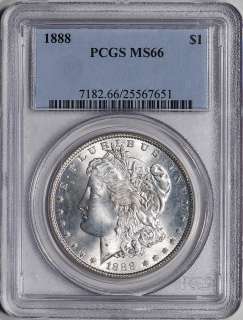 1888 US Morgan Silver Dollar $1   PCGS MS66  