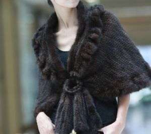 Genuine Mink fur cape amice poncho handmade knitted  